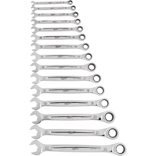 Ratcheting Wrench Set, Combination, 15 Pieces, Metric Ottawa Fastener Supply