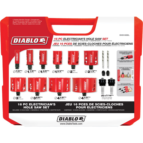 Electrician's Bi-Metal Hole Saw Set, 16 Pieces Ottawa Fastener Supply