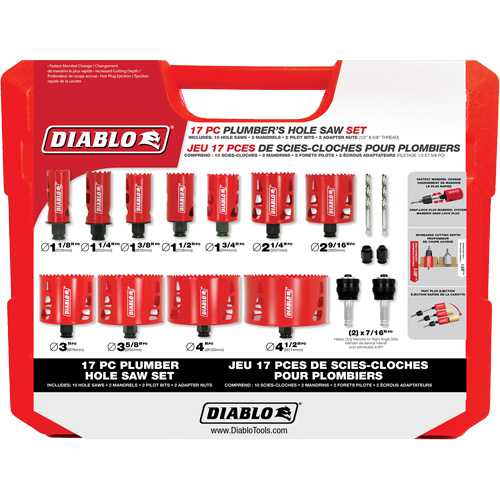 Plumber's Bi-Metal Hole Saw Set, 17 Pieces Ottawa Fastener Supply