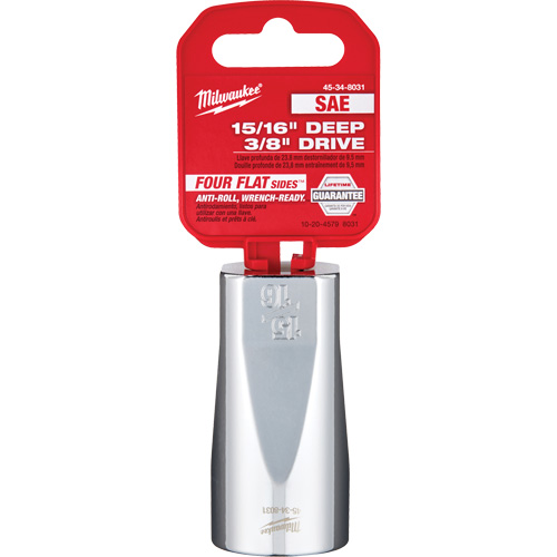 Douille SAE avec c&ocirc;t&eacute;s Four Flats, 15/16", Prise 3/8", 6 pans, Profond Ottawa Fastener Supply