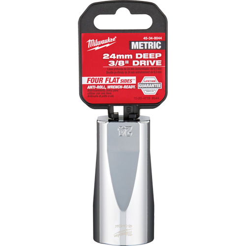 Metric Socket with Four Flat Sides, 24 mm, 3/8" Drive, 6 Points, Deep Ottawa Fastener Supply