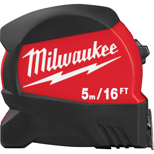 Compact Wide Blade Tape Measure, 1-1/8"/30 mm x 16'/5 m, Imperial & Metric Graduations Ottawa Fastener Supply