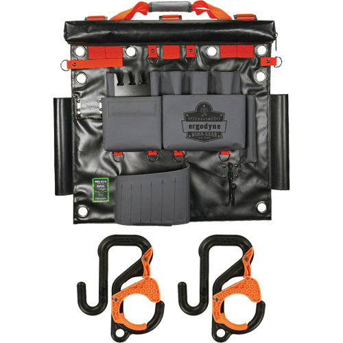 Arsenal 5711 Bucket Truck Tool Board with 2" Locking Aerial Bucket Hooks Kit, Nylon, 8 Pockets, Grey Ottawa Fastener Supply