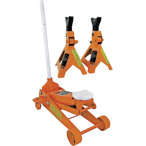 Service Jack with 3-Ton Vehicle Stands, 2.5 Ton(s) Capacity, 5" Lowered, 19-1/4" Raised, Manual Hydraulic Ottawa Fastener Supply