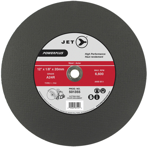 A24R PowerPlus Cut-Off Wheel, 12" x 1/8", 20 mm Arbor, Type 1, 6600 RPM Ottawa Fastener Supply