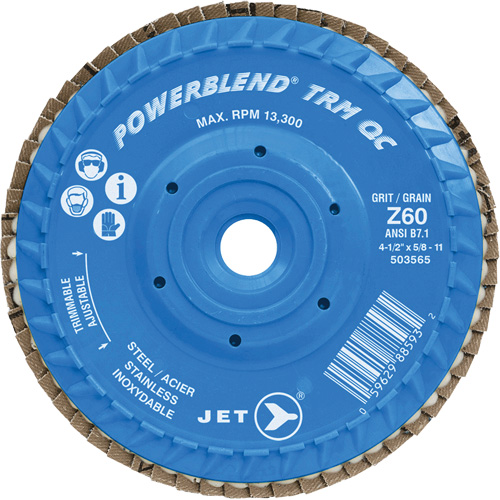 PowerBlend TRM QC Trimmable Flap Disc, 5" x 5/8"-11, Type 27, Z60 Grit, Zirconia Alumina Ottawa Fastener Supply
