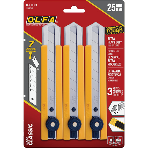 H-1 Classic Extra Heavy-Duty Utility Knife with Rubber Grip Inset, 25 mm Ottawa Fastener Supply