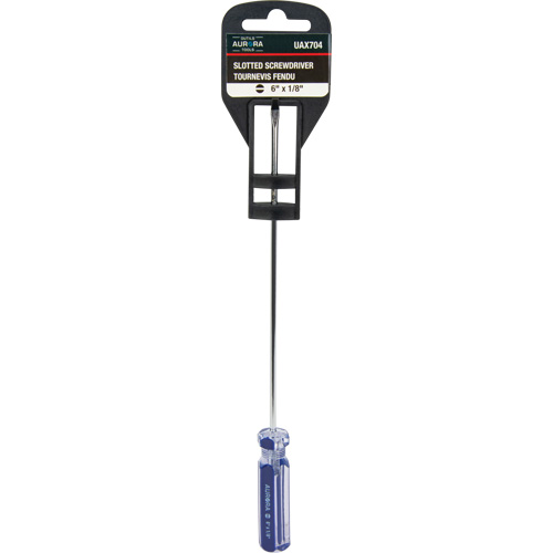 Tournevis &agrave; fente bleu transparent avec bandes, Tige de 1/8", Ronde, Prise en Plastique Ottawa Fastener Supply