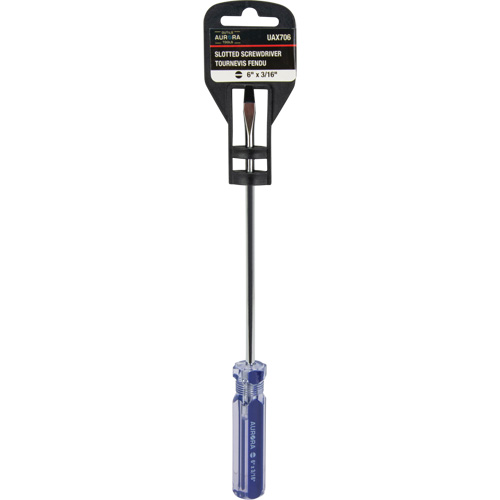 Tournevis &agrave; fente bleu transparent avec bandes, Tige de 3/16", Ronde, Prise en Plastique Ottawa Fastener Supply