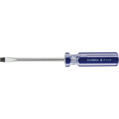 Blue Transparent Striped Slotted Screwdriver, 1/4" Tip, Round, Plastic Handle Ottawa Fastener Supply