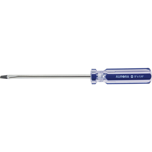 Blue Transparent Striped Slotted Screwdriver, 1/4" Tip, Round, Plastic Handle Ottawa Fastener Supply