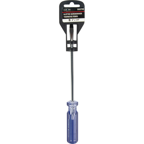 Blue Transparent Striped Slotted Screwdriver, 1/4" Tip, Round, Plastic Handle Ottawa Fastener Supply