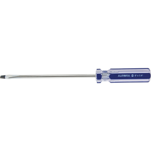 Blue Transparent Striped Slotted Screwdriver, 1/4" Tip, Round, Plastic Handle Ottawa Fastener Supply