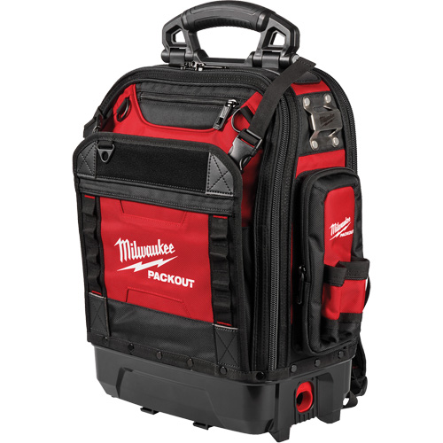 PackOut Structured Backpack, 9-1/2" L x 18" W, Black/Red, Polyester Ottawa Fastener Supply