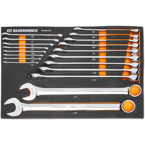 12-Point Long Pattern Combination SAE Wrench Set in Foam Storage Tray, Open-Ended, 19 Pieces, Imperial Ottawa Fastener Supply