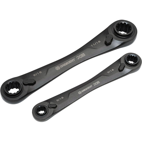 X6 4-in-1 Black Oxide Spline Ratcheting SAE Wrench Set, 2 Pieces, Imperial Ottawa Fastener Supply