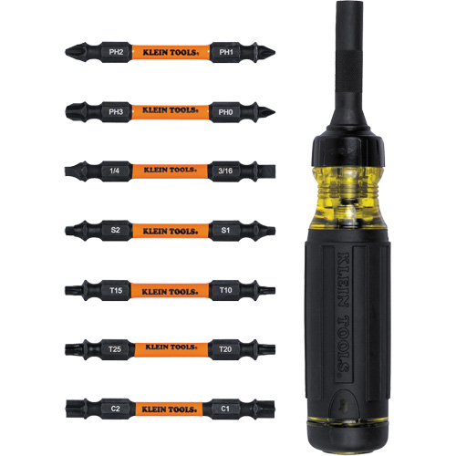 15-in-1 Ratcheting Impact-Rated Multi-Bit Torsion Zone Screwdriver, 9-1/2" L, Cushion Grip Handle Ottawa Fastener Supply