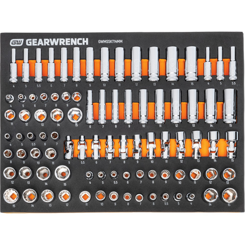 MEGAMOD Metric Mechanics Tool Set in Modular Foam Trays with Rolling Cabinet, 358 Pieces Ottawa Fastener Supply