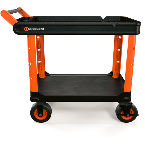 RAILWORKS 2-Shelf Industrial Utility Cart with 8" Casters, 47" L x 24-1/2" W x 37-4/5" H, Black/Orange Ottawa Fastener Supply