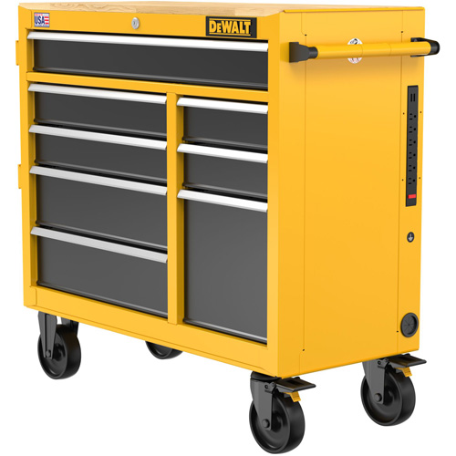 Postes de travail industriel mobile, 8 tiroirs, 40" la x Jaune Ottawa Fastener Supply
