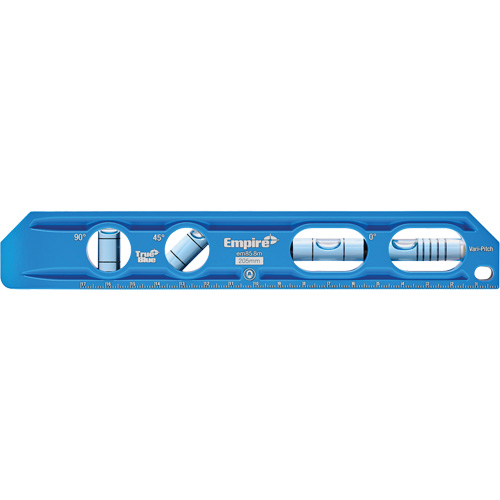 TRUE BLUE&reg; Die Cast Torpedo Level, 8" L, Aluminum, 4 Vials, Magnetic Ottawa Fastener Supply