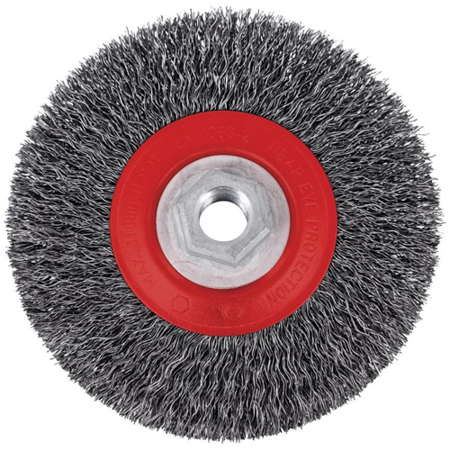 5C14T High Performance Crimped Wire Brush, 5" Dia., 0.014" Fill, 5/8"-11NC Arbor Ottawa Fastener Supply