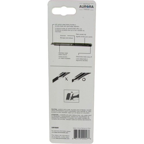 Couteau d'usage g&eacute;n&eacute;ral de 9 mm , Acier inoxydable, Prise en Plastique Ottawa Fastener Supply