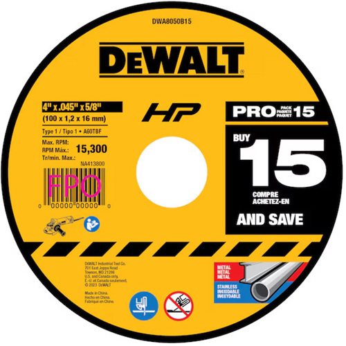 Meule &agrave; tronçonner polyvalente, 4" x 0,45", Arbre de 5/8", Type 1, Oxyde d'aluminium Ottawa Fastener Supply