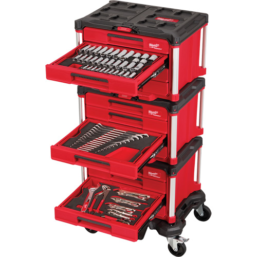 366-Piece Master Mechanics Hand Tool Set with PACKOUT Drawers & Dolly, 16-3/10" x 22-1/5" x 48-5/8", Black/Red Ottawa Fastener Supply