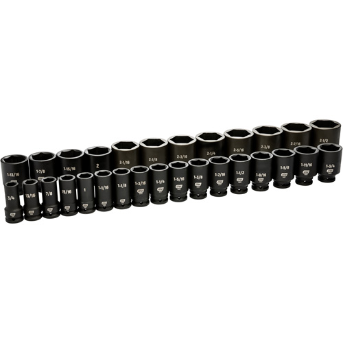 6 Point SAE Socket Set, 29 Pcs, Impact, 3/4" Drive Size, Deep Ottawa Fastener Supply