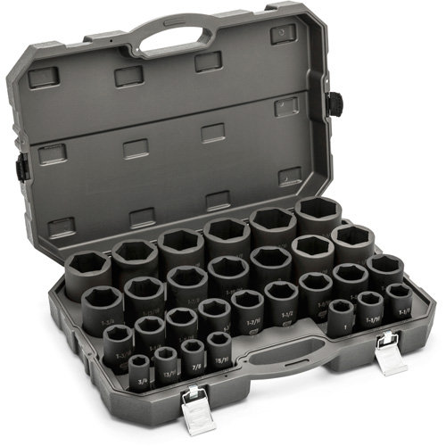 6 Point SAE Socket Set, 29 Pcs, Impact, 3/4" Drive Size, Deep Ottawa Fastener Supply