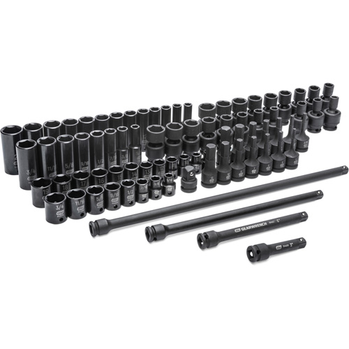 6 Point SAE/Metric Master Socket Set, 80 Pcs, Impact, 3/8" Drive Size, Deep Ottawa Fastener Supply