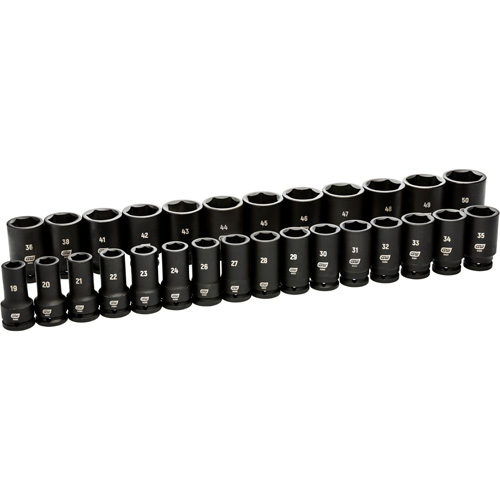 6 Point Metric Socket Set, 28 Pcs, Impact, 3/4" Drive Size, Deep Ottawa Fastener Supply