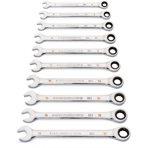 90-Tooth 12 Point Wrench Set, Ratcheting Combination, 12 Pieces, Metric Ottawa Fastener Supply