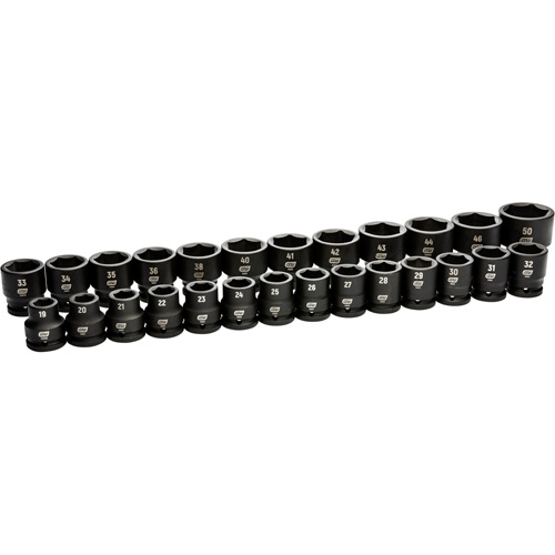 Jeu de douilles m&eacute;triques &agrave; 6 pans, 26 Mcx, Chocs, Prise de 3/4" Ottawa Fastener Supply