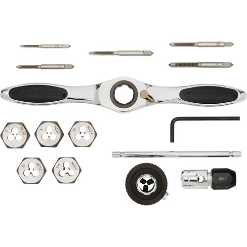 Jeu de tarauds et fili&egrave;res SAE &agrave; cliquet, 15 Morcea Ottawa Fastener Supply