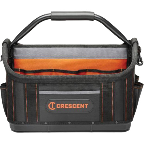 17" Tradesman Open Top Tool Bag, Polyester, 25 Pockets, Black/Orange Ottawa Fastener Supply