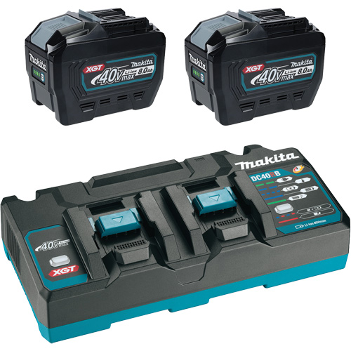 XGT Dual Port Rapid Charger Starter Kit with (2) 8 Ah Batteries, 40 V, Lithium-Ion Ottawa Fastener Supply