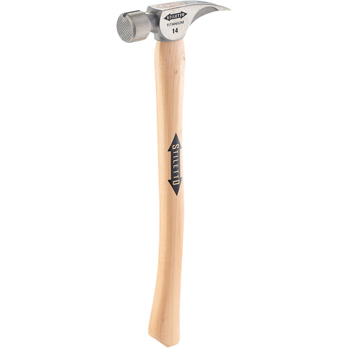 Titanium Milled Face Hammer with Curved Hickory Handle, 14 oz., Wood Handle, 18" L Ottawa Fastener Supply