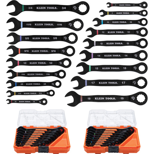 Wrench Set, Ratcheting Combination, 18 Pieces, Imperial and Metric Ottawa Fastener Supply
