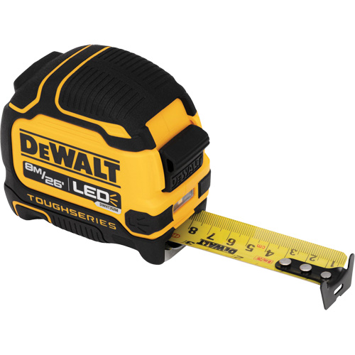 TOUGHSERIES Lighted Tape Measure, 26'/8 m, Imperial & Metric Graduations Ottawa Fastener Supply