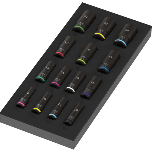 Insert en mousse pour jeu de douilles profondes Impaktor 1 Zyklop B, 15 Mcx, Chocs, Prise de 3/8", Profond Ottawa Fastener Supply