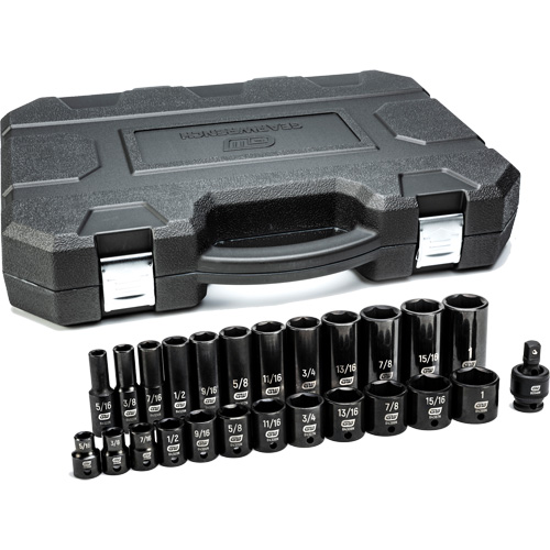 6-Point SAE Socket Set, 25 Pcs, Impact, 3/8" Drive Size, Deep Ottawa Fastener Supply