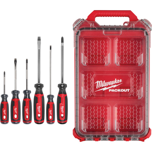 Cushion Grip Screwdrivers Set with PACKOUT Low-Profile Compact Organizer, 6 Pcs. Ottawa Fastener Supply