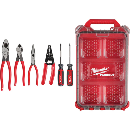 Ensemble de pinces &agrave; prise gain&eacute;e, pince &agrave; d&eacute;nuder et tournevis &agrave; prise coussin&eacute;e avec organisateur PACKOUT Ottawa Fastener Supply