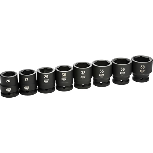 Jeu de douilles m&eacute;triques &agrave; 6 pans, 8 Mcx, Chocs, Prise de 3/4" Ottawa Fastener Supply
