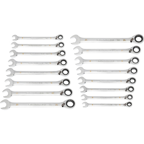 Jeu de cl&eacute;s r&eacute;versibles &agrave; 12 pans et 90 dents, Cl&eacute; polygonale, 16 morceaux, M&eacute;trique Ottawa Fastener Supply