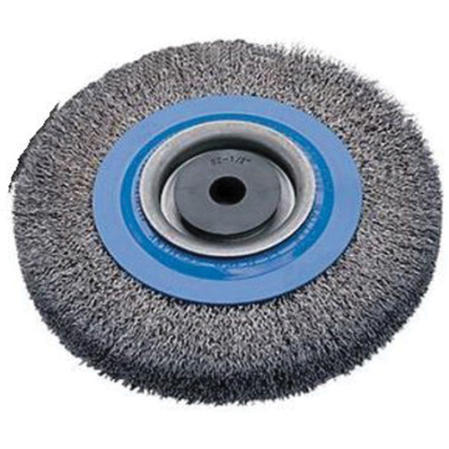 Crimped Wire Bench Wheel Brush, 6" Dia., 0.0118" Fill, 1/2" - 1-1/4" Arbor Ottawa Fastener Supply