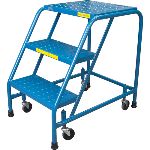 Rolling Step Ladder, 3 Steps, 18" Step Width, 28" Platform Height, Steel Ottawa Fastener Supply