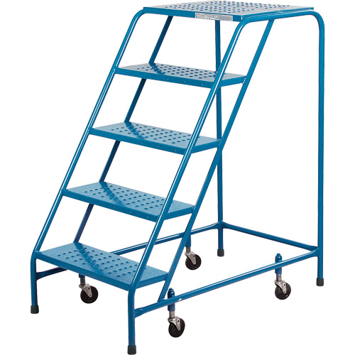 Rolling Step Ladder, 5 Steps, 18" Step Width, 46" Platform Height, Steel Ottawa Fastener Supply